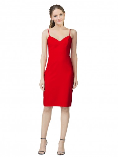 Cocktail Length Sleeveless Stretch Crepe Red Sweetheart Sheath Formal Evening Gown / Prom Dress / Bridesmaid Dress Newcastle