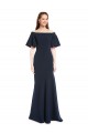Short Sleeves Long Stretch Crepe Dark Navy Mermaid Bridesmaid Dress / Formal Dress Newcastle
