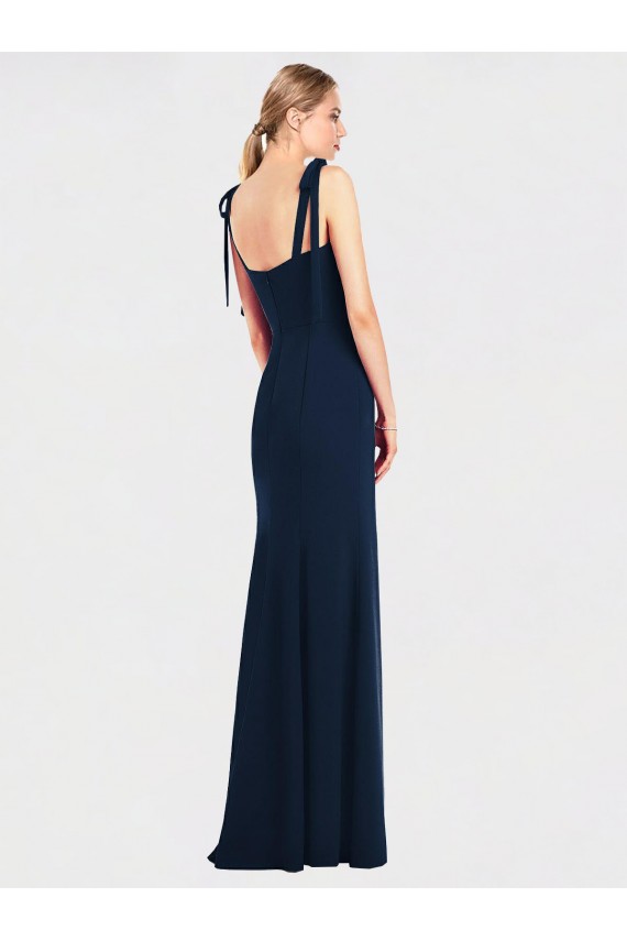 Long Sleeveless Stretch Crepe Dark Navy Trumpet Semi Formal Evening Dress / Prom Dress / Bridesmaid Dress Newcastle