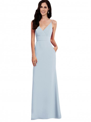 Long Sleeveless Stretch Crepe Light Sky Blue Trumpet Formal Dress / Bridesmaid Dress Newcastle