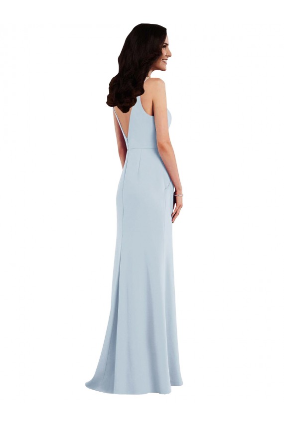 Long Sleeveless Stretch Crepe Light Sky Blue Trumpet Formal Dress / Bridesmaid Dress Newcastle