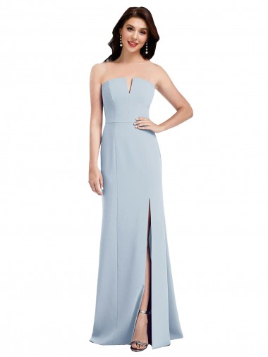 Long Sleeveless Stretch Crepe Light Sky Blue V-Neck Trumpet Bridesmaid Dress / Evening Dress Newcastle