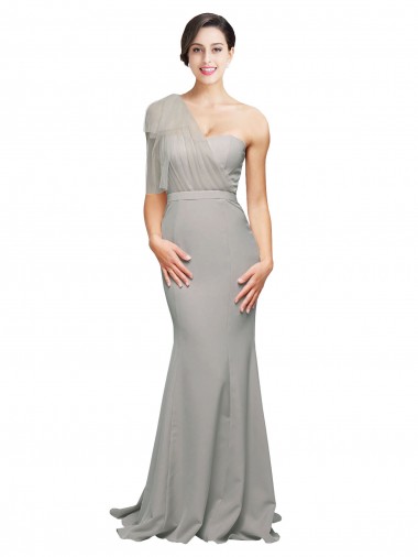 Sweep Train Sleeveless Stretch Crepe & Tulle Oyster Silver Mermaid Formal Evening Gown / Prom Dress / Bridesmaid Dress Newcastle