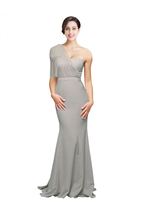 Sweep Train Sleeveless Stretch Crepe & Tulle Oyster Silver Mermaid Formal Evening Gown / Prom Dress / Bridesmaid Dress Newcastle