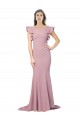 Sweep Train Flutter Sleeves Stretch Crepe Dusty Pink Mermaid Formal Evening Gown / Prom Dress / Bridesmaid Dress Newcastle