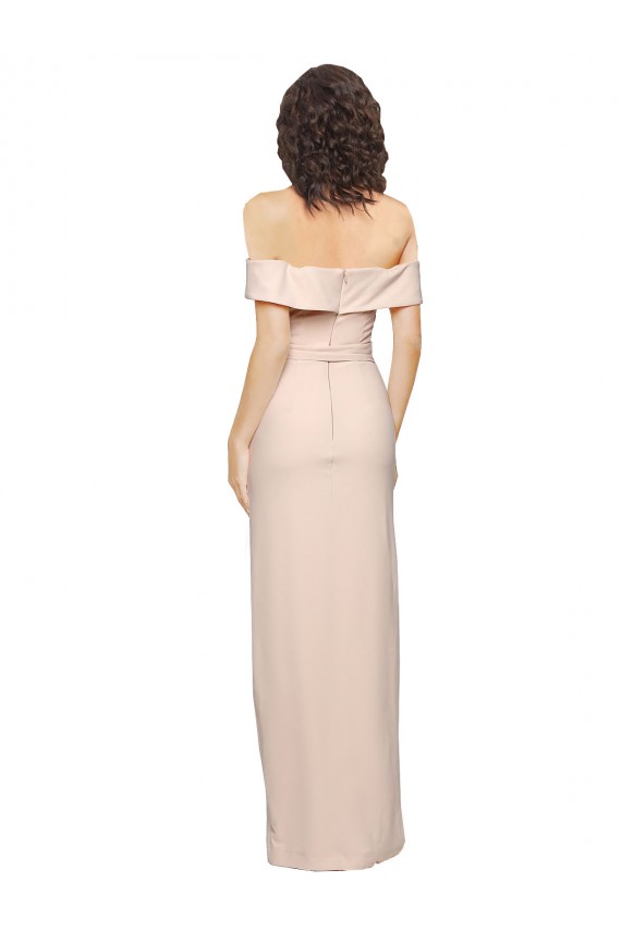 Long Sleeveless Stretch Crepe Nude Off the Shoulder Mermaid Formal Evening Gown / Prom Dress / Bridesmaid Dress Newcastle
