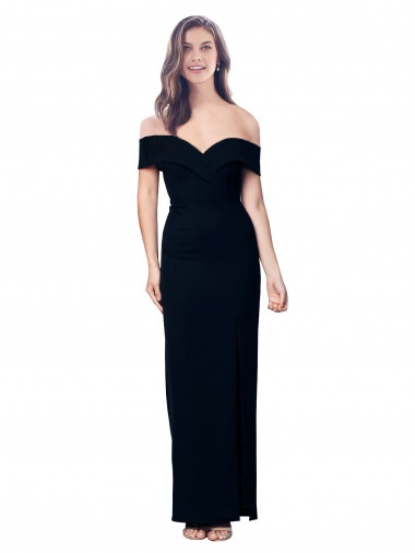 Long Sleeveless Stretch Crepe Black Off the Shoulder Mermaid Formal Dress / Bridesmaid Dress Newcastle