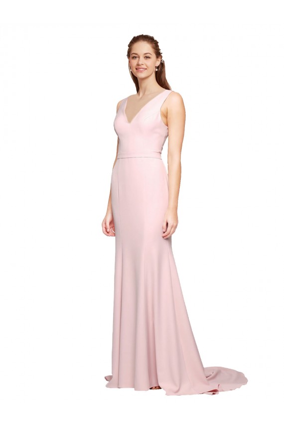 Sweep Train Sleeveless Stretch Crepe Pink A-Line Black Tie Evening Dress / Prom Dress / Bridesmaid Dress Newcastle