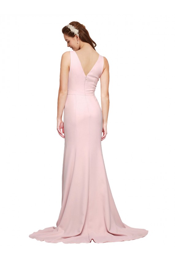 Sweep Train Sleeveless Stretch Crepe Pink A-Line Black Tie Evening Dress / Prom Dress / Bridesmaid Dress Newcastle