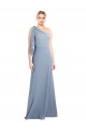Long Flutter Sleeves Stretch Crepe Smoke Blue Sheath Formal Dress / Bridesmaid Dress Newcastle