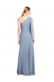 Long Flutter Sleeves Stretch Crepe Smoke Blue Sheath Formal Dress / Bridesmaid Dress Newcastle