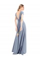 Long Cap Sleeves Stretch Crepe Smoke Blue Sheath Prom Dress / Bridesmaid Dress Newcastle