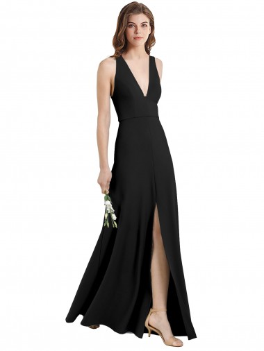 Long Sleeveless Stretch Crepe Black Halter Neck Sheath Formal Evening Gown / Prom Dress / Bridesmaid Dress Newcastle