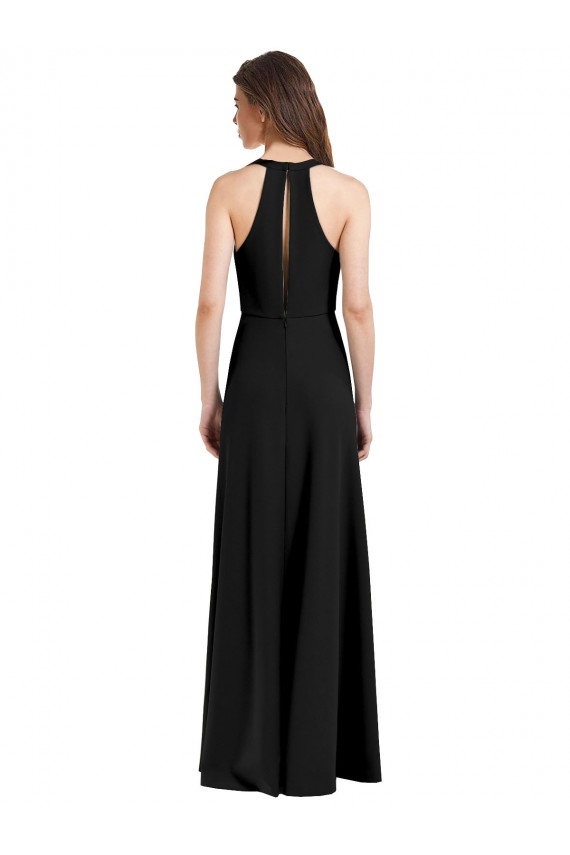 Long Sleeveless Stretch Crepe Black Halter Neck Sheath Formal Evening Gown / Prom Dress / Bridesmaid Dress Newcastle