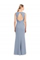 Long Sleeveless Stretch Crepe Smoke Blue Sheath Bridesmaid Dress Newcastle