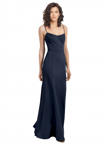 Long Sleeveless Stretch Crepe Dark Navy Sheath Formal Dress / Bridesmaid Dress Newcastle