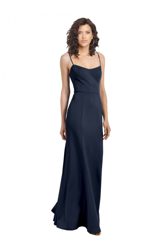 Long Sleeveless Stretch Crepe Dark Navy Sheath Formal Dress / Bridesmaid Dress Newcastle