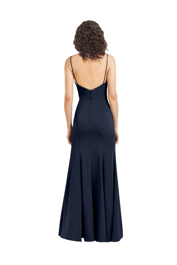 Long Sleeveless Stretch Crepe Dark Navy Sheath Formal Dress / Bridesmaid Dress Newcastle