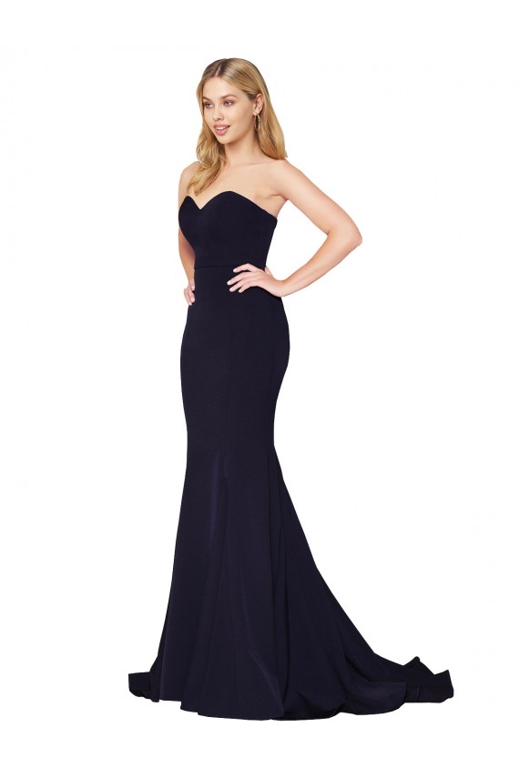Sweep Train Sleeveless Stretch Crepe Dark Navy Mermaid Formal Evening Gown / Prom Dress / Bridesmaid Dress Newcastle
