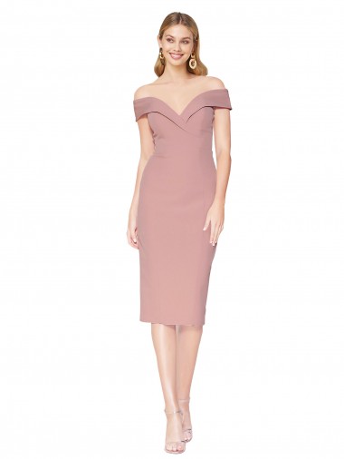 Knee Length Sleeveless Stretch Crepe Dusty Pink Mermaid Black Tie Evening Gown / Prom Dress / Bridesmaid Dress Newcastle