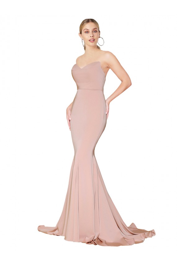 Long Sleeveless Stretch Crepe Mauve Mermaid Formal Dress / Bridesmaid Dress Newcastle