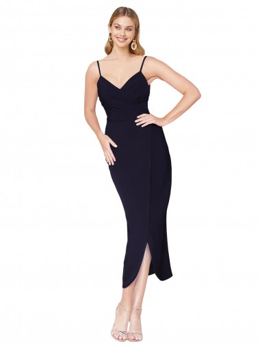 Knee Length Sleeveless Stretch Crepe Dark Navy Mermaid Formal Dress / Bridesmaid Dress Newcastle