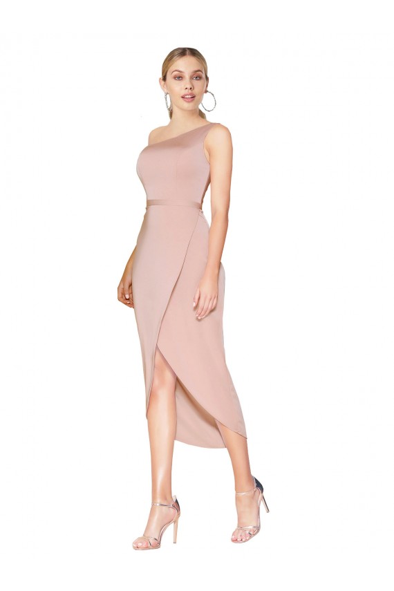 Knee Length Sleeveless Stretch Crepe Mauve Mermaid Formal Dress / Bridesmaid Dress Newcastle