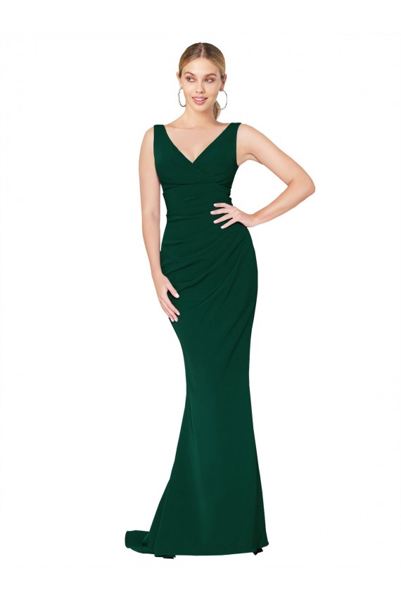 Long Sleeveless Stretch Crepe Midnight Green Mermaid Formal Evening Gown / Prom Dress / Bridesmaid Dress Newcastle