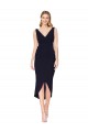 Knee Length Sleeveless Stretch Crepe Dark Navy Mermaid High Low Evening Gown / Prom Dress / Bridesmaid Dress Newcastle