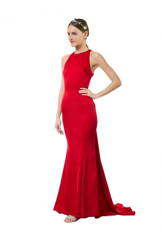 Long Sleeveless Stretch Crepe Red Mermaid Formal Evening Gown / Bridesmaid Dress Newcastle