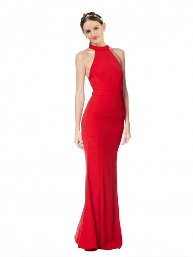Long Sleeveless Stretch Crepe Red Mermaid Prom Dress / Bridesmaid Dress Newcastle