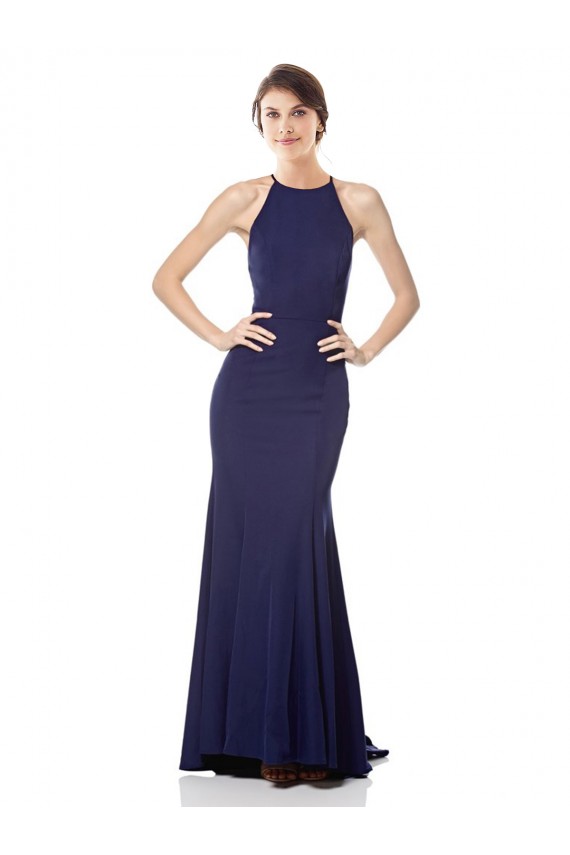 Long Sleeveless Stretch Crepe Navy Blue Mermaid Bridesmaid Dress / Formal Dress Newcastle