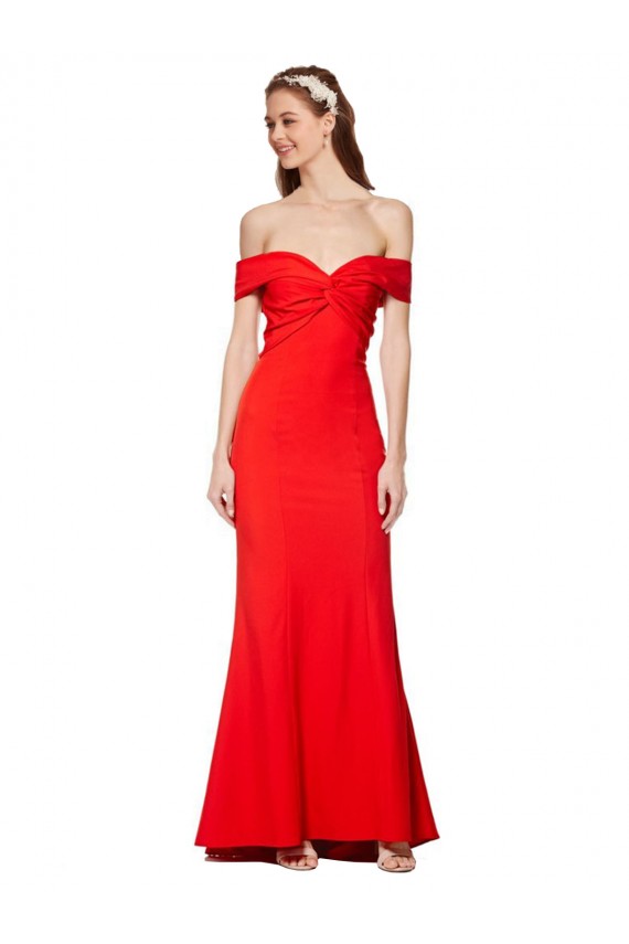 Long Sleeveless Stretch Crepe Red Mermaid Bridesmaid Dress / Formal Dress Newcastle
