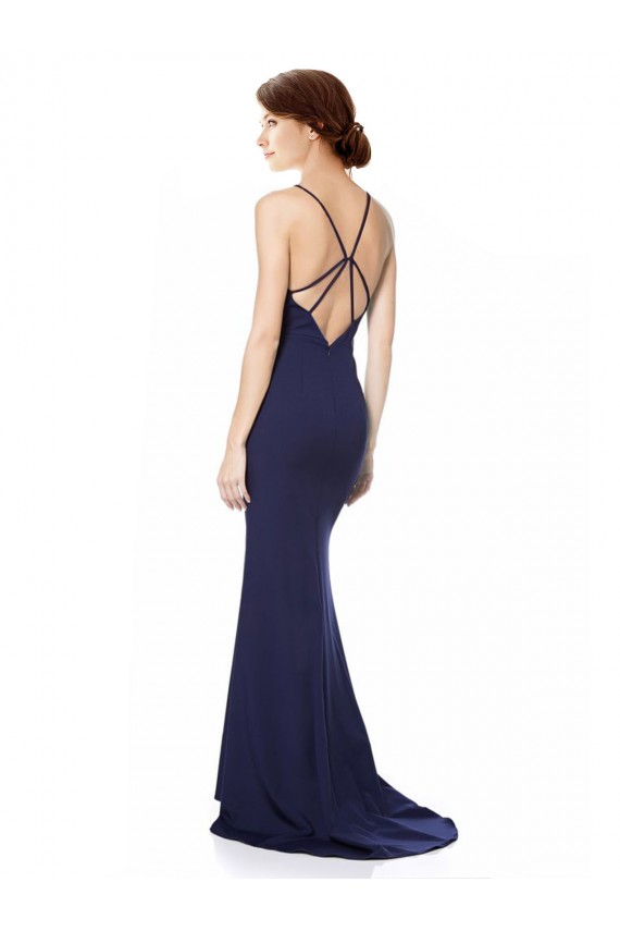 Long Sleeveless Stretch Crepe Navy Blue Mermaid Formal Evening Gown / Prom Dress / Bridesmaid Dress Newcastle
