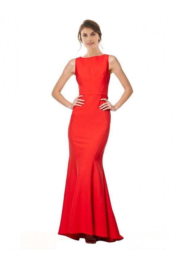 Long Sleeveless Stretch Crepe Red Mermaid Bridesmaid Dress / Evening Gowns Newcastle