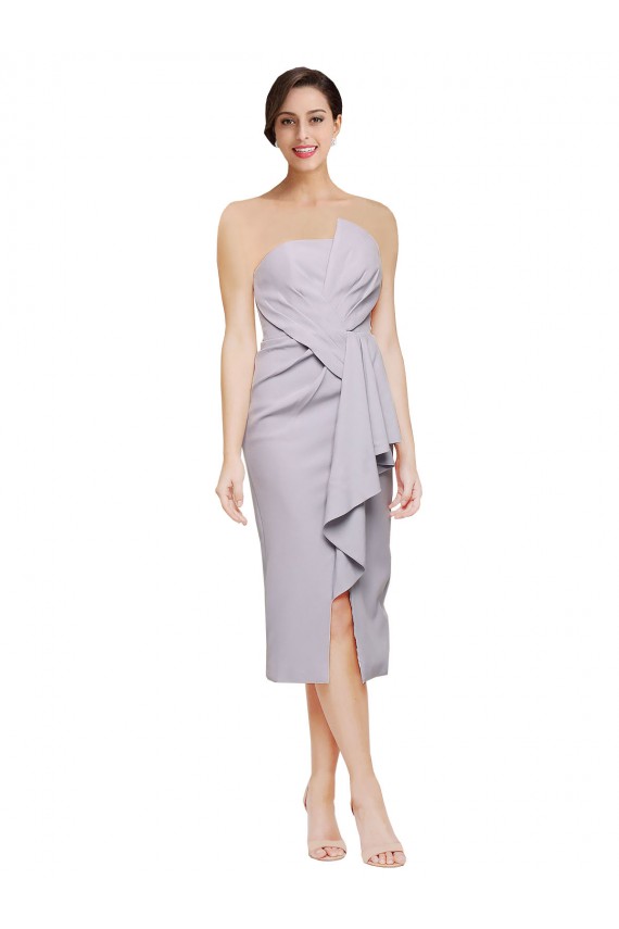 Cocktail Length Sleeveless Stretch Crepe Arctic Lilac Sheath High Low Evening Gown / Prom Dress / Bridesmaid Dress Newcastle