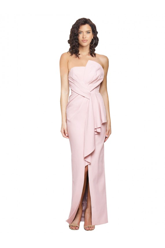 Long Sleeveless Stretch Crepe Pink Sheath Formal Dress / Bridesmaid Dress Newcastle
