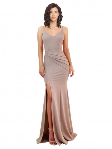 Long Sleeveless Stretch Crepe Dusty Pink Mermaid Black Tie Evening Gown / Prom Dress / Bridesmaid Dress Newcastle