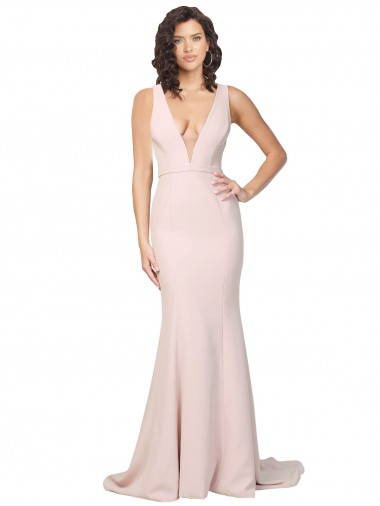 Sweep Train Sleeveless Stretch Crepe Pink Sheath Black Tie Evening Gown / Prom Dress / Bridesmaid Dress Newcastle