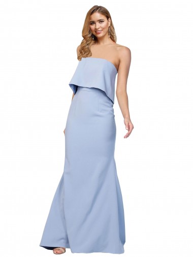 Long Sleeveless Stretch Crepe Light Sky Blue A-Line Formal Dress / Bridesmaid Dress Newcastle
