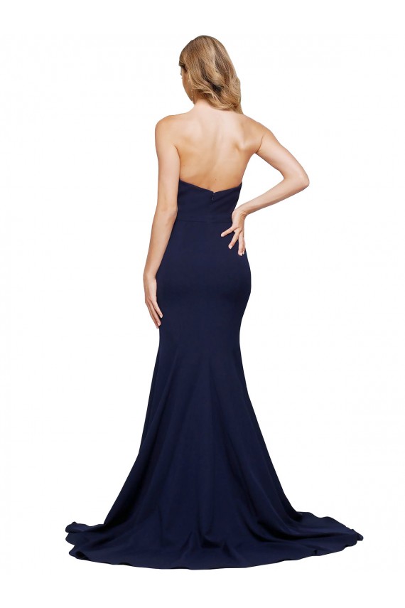 Sweep Train Sleeveless Stretch Crepe Dark Navy A-Line Formal Evening Gown / Prom Dress / Bridesmaid Dress Newcastle