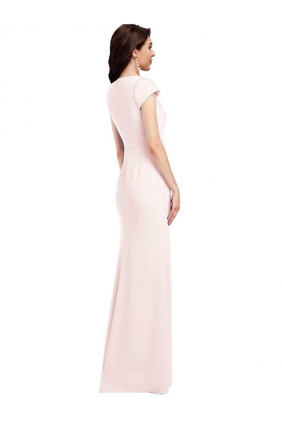 Long Cap Sleeves Stretch Crepe Pink A-Line Formal Evening Gown / Prom Dress / Bridesmaid Dress Newcastle