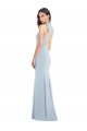 Long Sleeveless Stretch Crepe Light Sky Blue Bow Neck Trumpet Semi Formal Evening Dress / Prom Dress / Bridesmaid Dress Newcastle