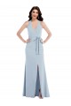 Long Sleeveless Stretch Crepe Light Sky Blue Halter Neck A-Line Formal Evening Gown / Prom Dress / Bridesmaid Dress Newcastle