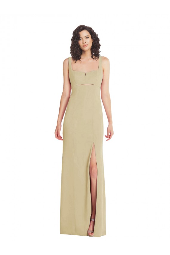 Long Sleeveless Stretch Crepe Champagne Trumpet Formal Evening Gown / Prom Dress / Bridesmaid Dress Newcastle