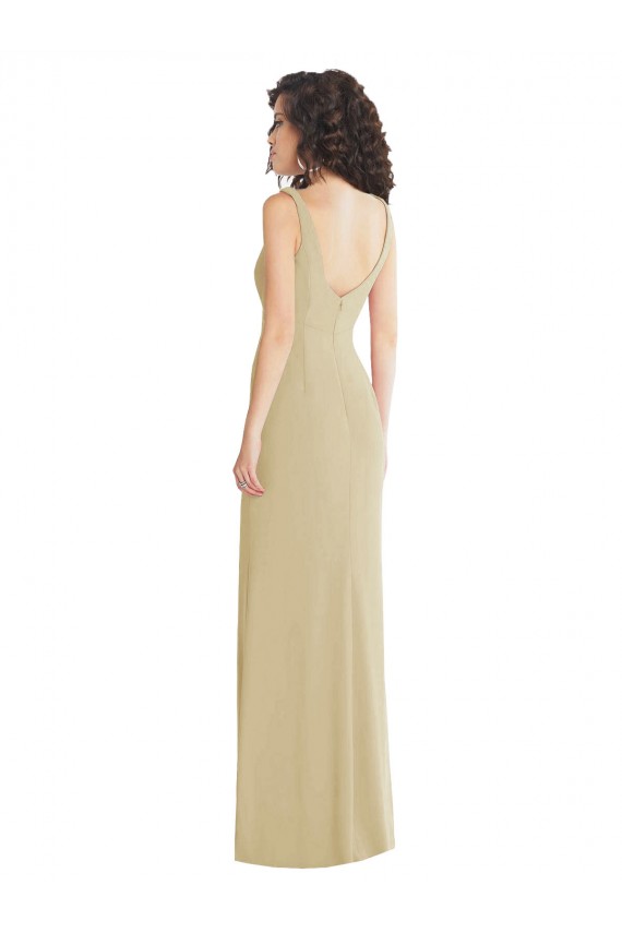 Long Sleeveless Stretch Crepe Champagne Trumpet Formal Evening Gown / Prom Dress / Bridesmaid Dress Newcastle