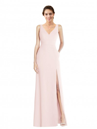 Long Sleeveless Stretch Crepe Pink A-Line Black Tie Evening Dress / Prom Dress / Bridesmaid Dress Newcastle