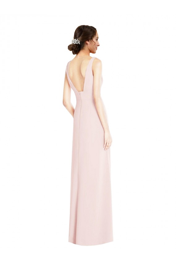 Long Sleeveless Stretch Crepe Pink A-Line Black Tie Evening Dress / Prom Dress / Bridesmaid Dress Newcastle
