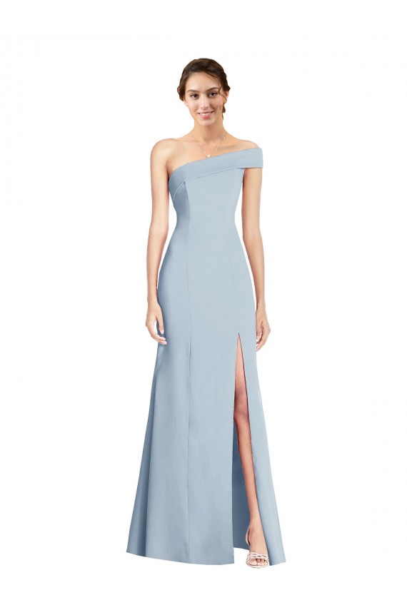Long Sleeveless Stretch Crepe Light Sky Blue Off the Shoulder Trumpet Formal Evening Gown / Prom Dress / Bridesmaid Dress Newcastle