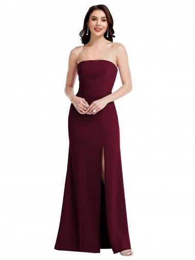 Long Sleeveless Stretch Crepe Burgundy Gold Trumpet Semi Formal Evening Dress / Prom Dress / Bridesmaid Dress Newcastle